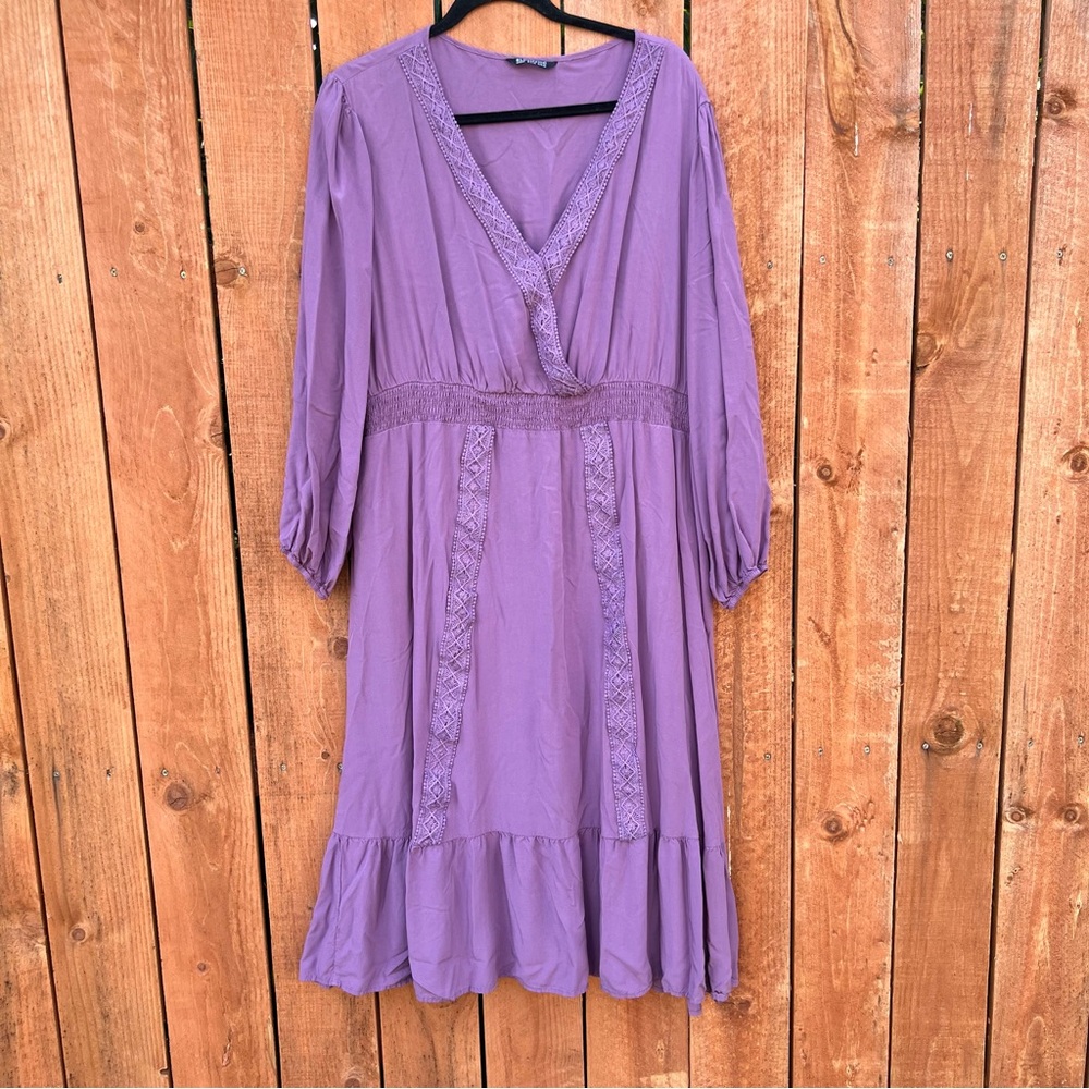 BloomChic Lavender Lace V-Neck Dress